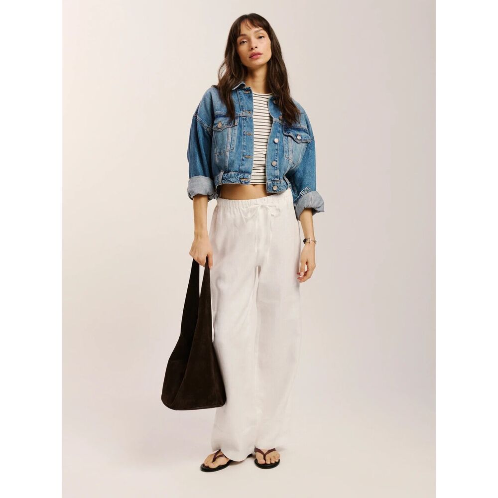 New Reformation Olina White Linen Pants Size Small